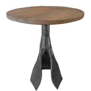 Casa Padrino Designer Beistelltisch Braun / Silber  59 x H. 74 cm - Runder Tisch mit Paddelbeinen