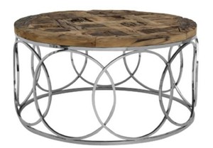 Casa Padrino Designer Couchtisch Braun / Silber  81 x H. 44,5 cm - Designer Wohnzimmerm�bel