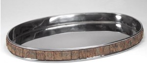 Casa Padrino Luxus Serviertablett Silber / Braun 29 x 26 x H. 4 cm - Gastronomie Accessoires