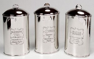 Casa Padrino Luxus Messing Tee Kaffee Zucker Dosen Set Silber 9 x 6 x H. 15 cm - Luxus Qualit�t