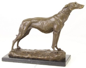 Casa Padrino Luxus Bronzefigur Windhund mit Marmorsockel Bronze / Gold / Schwarz H. 24,5 cm - Luxus Dekofigur