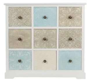 Casa Padrino Landhausstil Kommode mit 9 Schubladen Wei / Mehrfarbig 100 x 40 x H. 92 cm - Landhausstil Mbel 