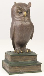 Casa Padrino Luxus Bronzefigur die weise Eule Mehrfarbig 11 x 9,5 x H. 22,5 cm - Dekofigur