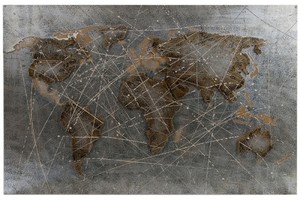 Casa Padrino Luxus Metall lbild Weltkarte Mehrfarbig 120 x 5 x H. 80 cm - lgemlde mit 3D Effekt