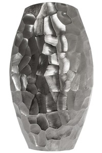 Casa Padrino Luxus Metall Vase Silber 27 x 12 x H. 46 cm - Luxus Deko Blumenvase