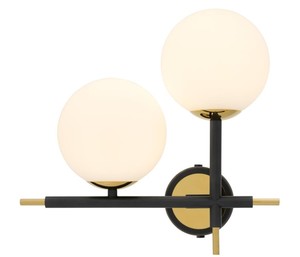 Casa Padrino Luxus Wandleuchte Schwarz / Gold / Wei� 35 x 17 x H. 35 cm - Hotel & Restaurant Lampe