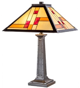 Casa Padrino Luxus Tiffany Tischleuchte Schwarz / Mehrfarbig 40 x 40 x H. 60 cm - Handgefertigt aus 64 Teilen