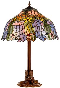 Casa Padrino Luxus Tiffany Tischlampe Braun / Mehrfarbig  40 x H. 61 cm - Luxus Qualit�t