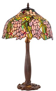 Casa Padrino Luxus Tiffany Tischleuchte Braun / Mehrfarbig  40 x H. 62 cm - Deko Lampe aus 576 Teilen handgefertigt 