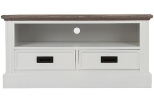 Casa Padrino Landhausstil Fernsehschrank Wei� / Braun 99 x 40 x H. 51 cm - Handgefertigter Wohnzimmer TV Schrank im Landhausstil