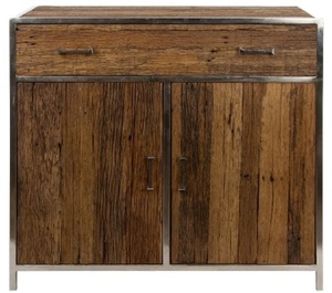 Casa Padrino Luxus Sideboard mit 2 T�ren und 1 Schublade Braun / Silber 90 x 40 x H. 86 cm - Luxus M�bel