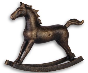 Casa Padrino Gusseisen Deko Schaukelpferd Antik Bronze 21 x 4,9 x H. 17,5 cm - Luxus Deko