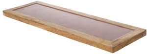 Casa Padrino Luxus Holz Keramik Deko Tablett Naturfaben / Rosa 17 x 6 x H. 2 cm - Deko Accessoires