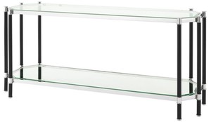 Casa Padrino Wohnzimmer Konsolentisch Silber / Schwarz 169 x 53,5 x H. 75,5 cm - Luxus Konsole