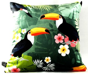 Casa Padrino Luxus Deko Kissen Hawaii Tropical Mehrfarbig 45 x 45 cm - Feinster Samtstoff - Luxus Qualit�t