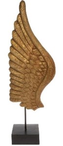 Casa Padrino Luxus Deko Holz Fl�gel mit Sockel Naturfarben / Schwarz 24 x 13 x H. 66 cm - Deko Accessoires