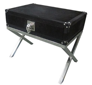 Casa Padrino Luxus Beistelltisch mit Schublade Schwarz / Silber 60 x 40 x H. 50 cm - Wohnzimmerm�bel