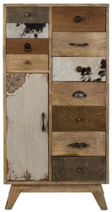 Casa Padrino Landhausstil Kommode Naturfarben / Mehrfarbig 55 x 30 x H. 110 cm - Landhausstil Schrank mit Tr und 11 Schubladen