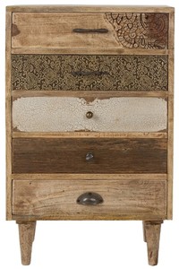 Casa Padrino Landhausstil Kommode mit 5 Schubladen Naturfarben / Mehrfarbig 48 x 27 x H. 80 cm - Landhausstil Mbel