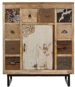 Casa Padrino Landhausstil Sideboard mit Tr und 10 Schubladen Naturfarben / Mehrfarbig 85 x 32 x H. 103 cm - Landhausstil Wohnzimmermbel