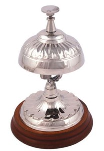 Casa Padrino Luxus Tischglocke Silber / Braun  10 x H. 15 cm - Tischklingel - Service Glocke - Hotel & Gastronomie Accessoires