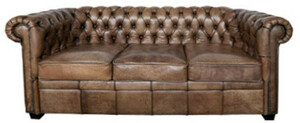 Casa Padrino Luxus Chesterfield B�ffelleder Sofa Vintage Braun 192 x 92 x H. 73 cm - Luxus M�bel