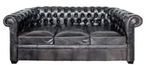 Casa Padrino Luxus Chesterfield B�ffelleder Sofa Vintage Schwarz 222 x 92 x H. 73 cm - Luxus M�bel