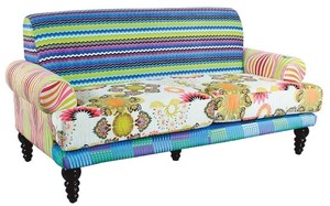 Casa Padrino Designer Wohnzimmer Sofa Mehrfarbig / Schwarz 185 x 87 x H. 90 cm - Luxus Mbel