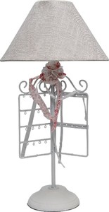 Casa Padrino Designer Tischleuchte Wei� / Grau / Rosa  27 x H. 53 cm - Romantische Tischlampe mit Schmuckst�nder