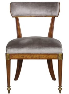 Casa Padrino Luxus Jugendstil Esszimmerstuhl Hellbraun / Braun / Messing / Silber 59 x 63 x H. 88 cm - Luxus Esszimmerm�bel