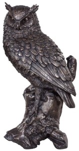 Casa Padrino Luxus Deko Bronzefigur Eule Bronze 19 x 15 x H. 36 cm - Bronze Skulptur
