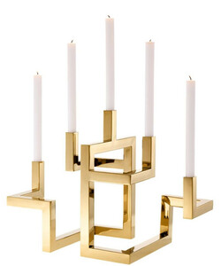Casa Padrino Luxus Edelstahl Kerzenhalter 5-armig Messingfarben 55 x 29 x H. 41,5 cm - Hotel & Restaurant Deko Accessoires