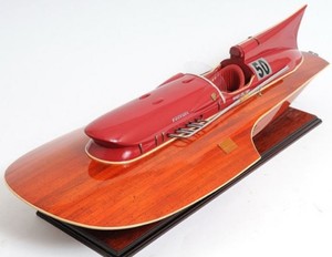Luxus Holz Speedboot Braun / Rot 83 x 34 x H. 23 cm - Handgefertigtes Deko Modellboot Boot