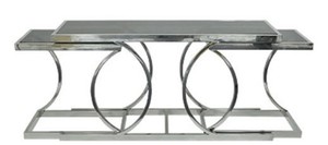 Casa Padrino Designer Wohnzimmer Konsolentisch mit Glasplatten Silber 150 x 43 x H. 75 cm - Luxus M�bel