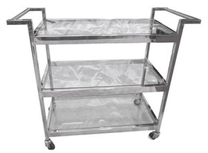 Casa Padrino Luxus Servierwagen Silber 93 x 40 x H. 79 cm - Hotel Restaurant Gastronomie Trolley 