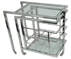 Casa Padrino Luxus Servierwagen Silber 72 x 42 x H. 77 cm - Hotel Restaurant Gastronomie Trolley 