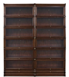 Casa Padrino Luxus Mahagoni B�cherschrank mit 12 Glast�ren und 2 Schubladen Dunkelbraun 172 x 31 x H. 211 cm - Luxus B�rom�bel