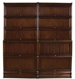 Casa Padrino Luxus Mahagoni B�cherschrank mit 10 Glast�ren und 2 Schubladen Dunkelbraun 172 x 36,5 x H. 197 cm - Luxus B�rom�bel