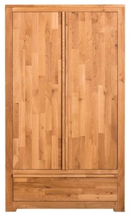 Casa Padrino Landhausstil Kleiderschrank Naturfarben 110 x 55 x H. 190 cm - Eichenholz Schlafzimmerschrank mit 2 T�ren und Schublade