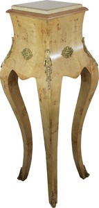 Casa Padrino Barock S�ule Vogelaugenahorn mit cremefarbiger Marmorplatte 40 x 40 x H.115  