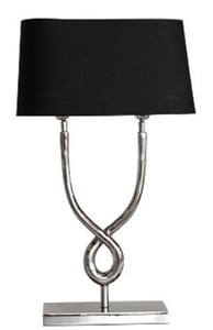Casa Padrino Designer Tischleuchte Silber / Schwarz 31 x 13 x H. 55 cm - Luxus Wohnzimmer Tischlampe