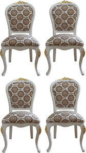 Pomp��s by Casa Padrino Luxus Barock Esszimmerst�hle mit Krone Wei� / Gold - Pomp��se Barock St�hle designed by Harald Gl��ckler - 4 Esszimmerst�hle - Barock Esszimmerm�bel