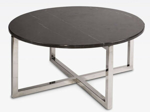 Casa Padrino Luxus Couchtisch Graphitgrau / Silber  80 x H. 40 cm - Moderner runder Wohnzimmertisch mit Marmorplatte - Wohnzimmer M�bel
