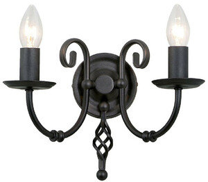 Casa Padrino Barock Doppel Wandleuchte Schwarz 35 x 22 x H. 27 cm - Elegante Stahl Wandlampe - Wandleuchten im Barockstil