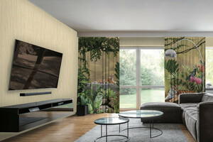 Casa Padrino Luxus Vorhang Set Dschungel & Tiger Mehrfarbig 250 x H. 290 cm - Bedruckte Leinen & Samt Vorhnge - senvorhnge - Schiebevorhnge - Wohnzimmer Schlafzimmer Vorhnge