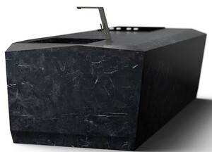 Casa Padrino Luxus Kchenblock aus hochwertigem Marquina Marmor Schwarz 270 x 100 x H. 75 cm - Luxus Marmor Esszimmer Mbel - Hotel Mbel - Luxus Qualitt