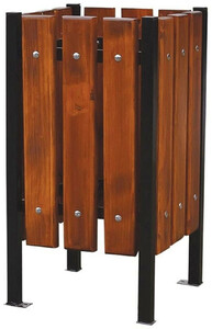 Casa Padrino Luxus Abfallbeh�lter Dunkelbraun / Schwarz 38 x 38 x H. 70 cm - Massivholz Abfallbeh�lter mit Stahl Beinen - Garten M�lleimer - Terrassen M�lleimer - Gastronomie Abfallbeh�lter