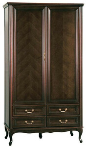 Casa Padrino Luxus Jugendstil Schlafzimmerschrank Dunkelbraun 114,5 x 60 x H. 206 cm - Massivholz Kleiderschrank mit 2 T�ren und 4 Schubladen - Barock & Jugendstil Schlafzimmer M�bel