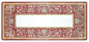 Casa Padrino Luxus Jugendstil Esstisch Wei� / Rot / Grau / Gelb / Schwarz - Handgefertigter Gartentisch mit handbemalter Tischplatte und Metallgestell - Garten Terrassen Esszimmer M�bel