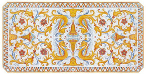 Casa Padrino Luxus Jugendstil Esstisch Mehrfarbig / Schwarz - Handgefertigter Gartentisch mit handbemalter Tischplatte und Metallgestell - Garten Terrassen Esszimmer M�bel